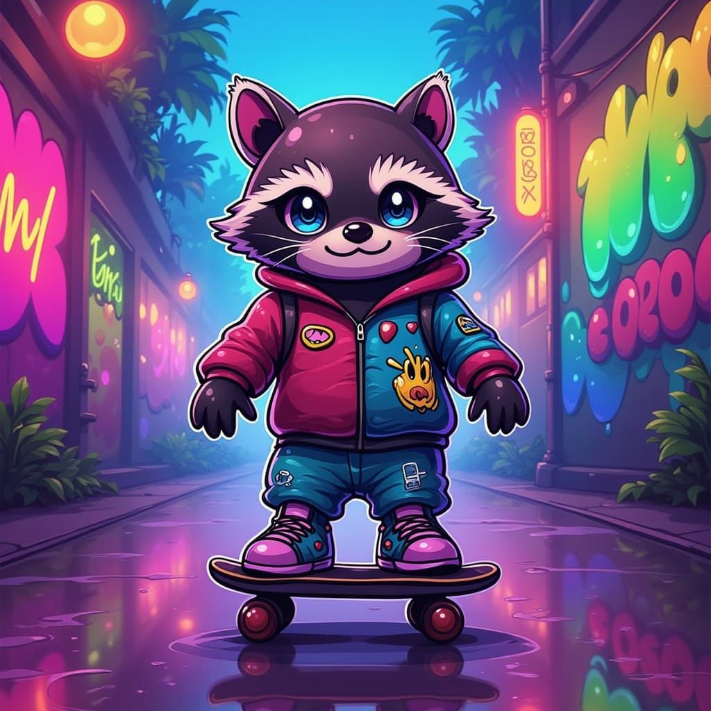 A mischievous raccoon