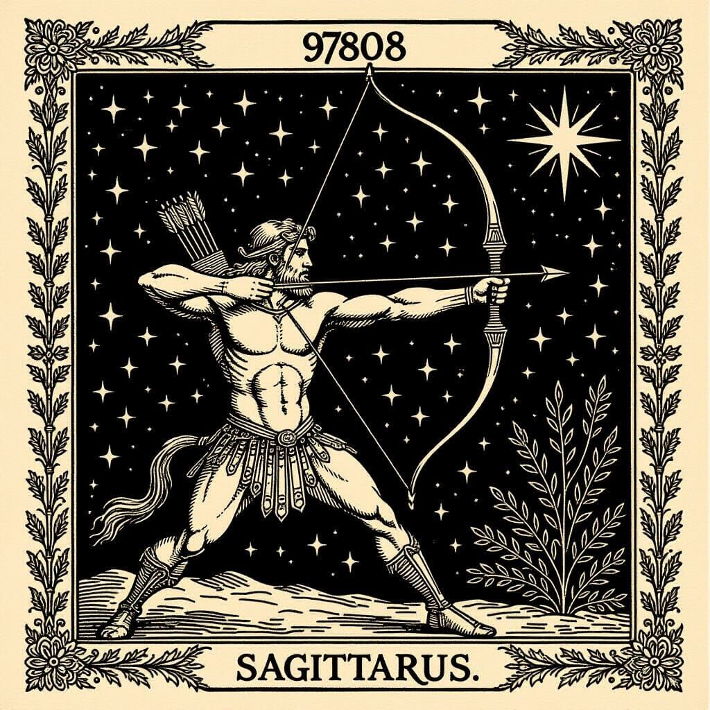 Sagittarius Archer Tarot Card Engraving