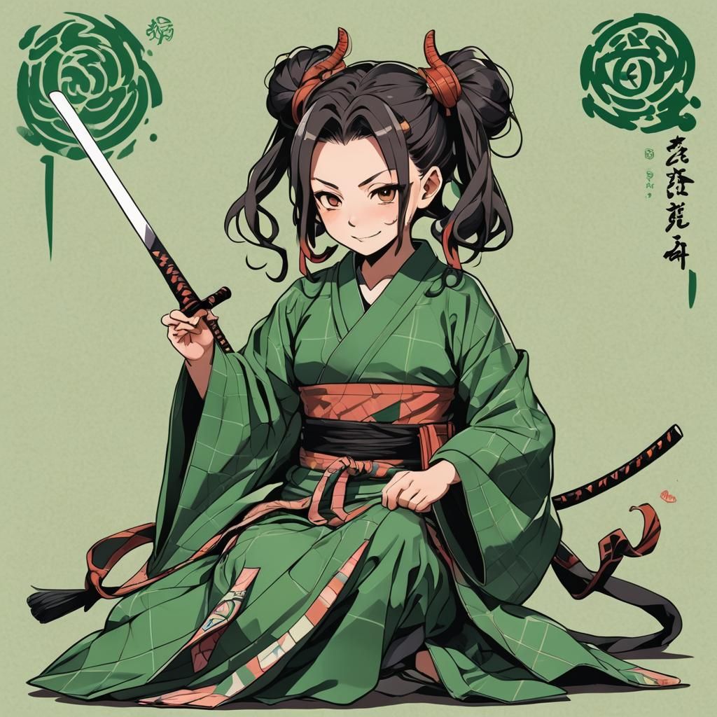 Nezuko in Demon Slayer Anime Style