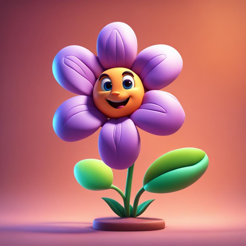 Cute Flower in Pixar Style 3D Digital Art