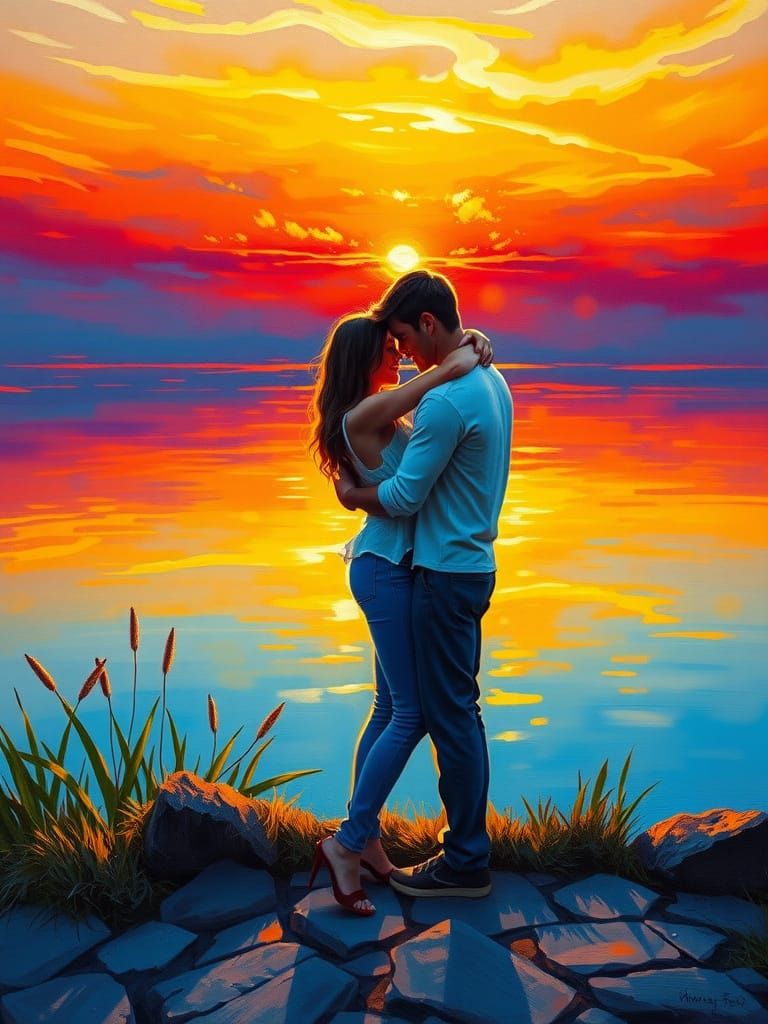 Love Amidst Sunset Splendor