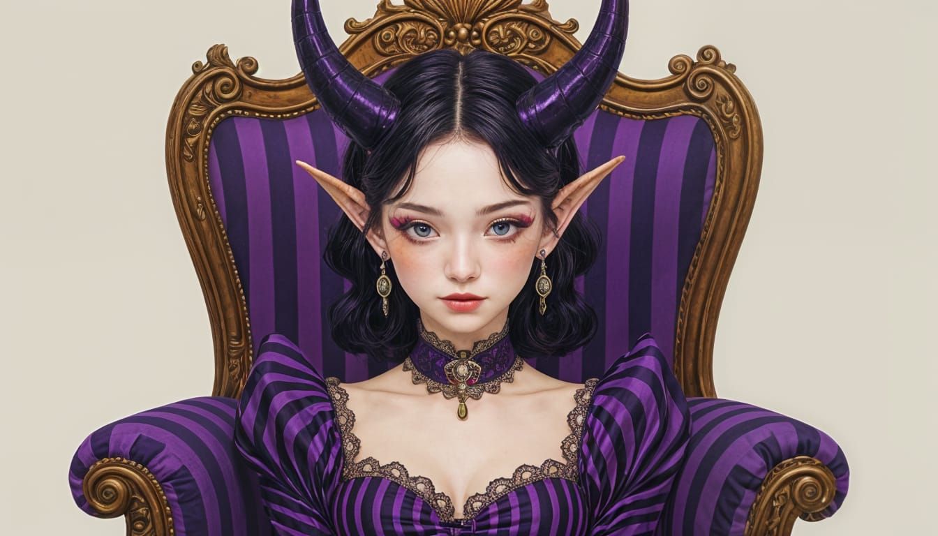 Devil in Striped Chair: Fairytale Art in 8K