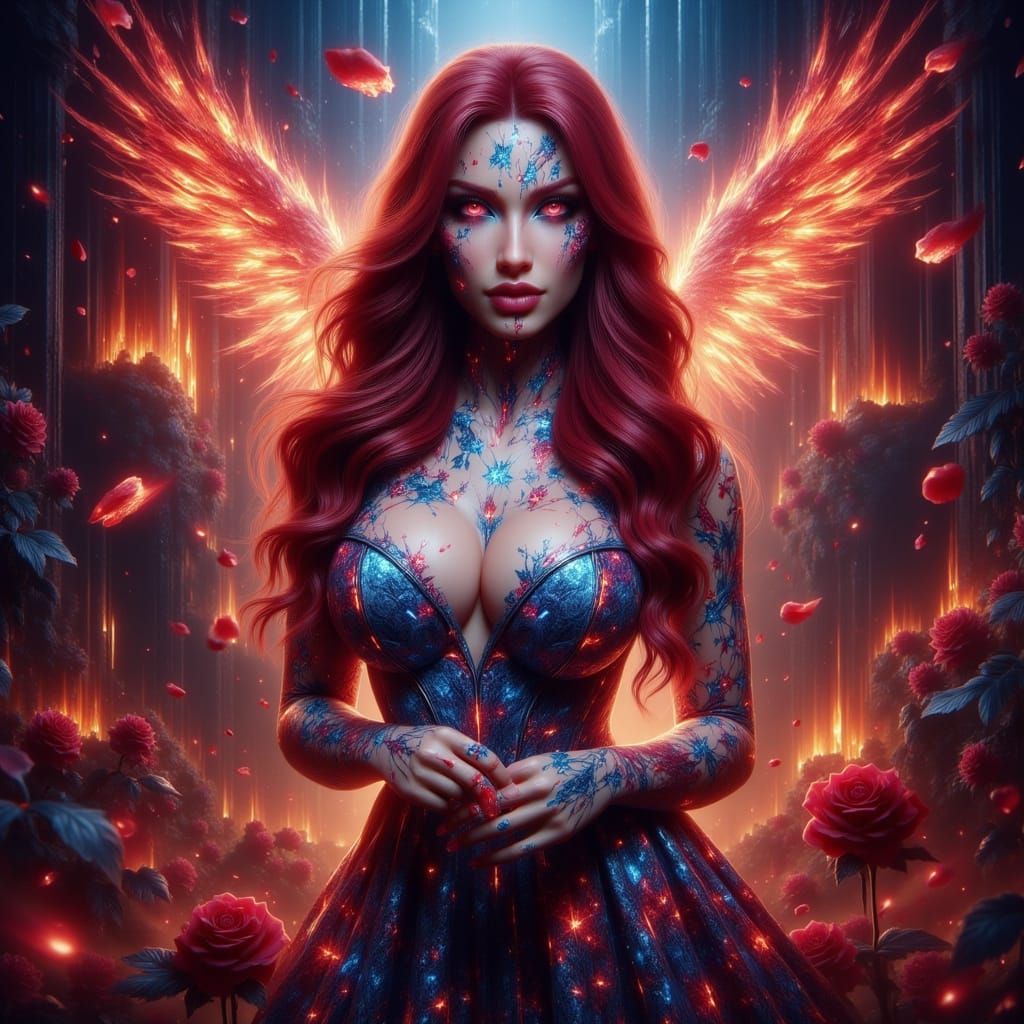 Curvy Woman in Fantasy Setting, Digital Art