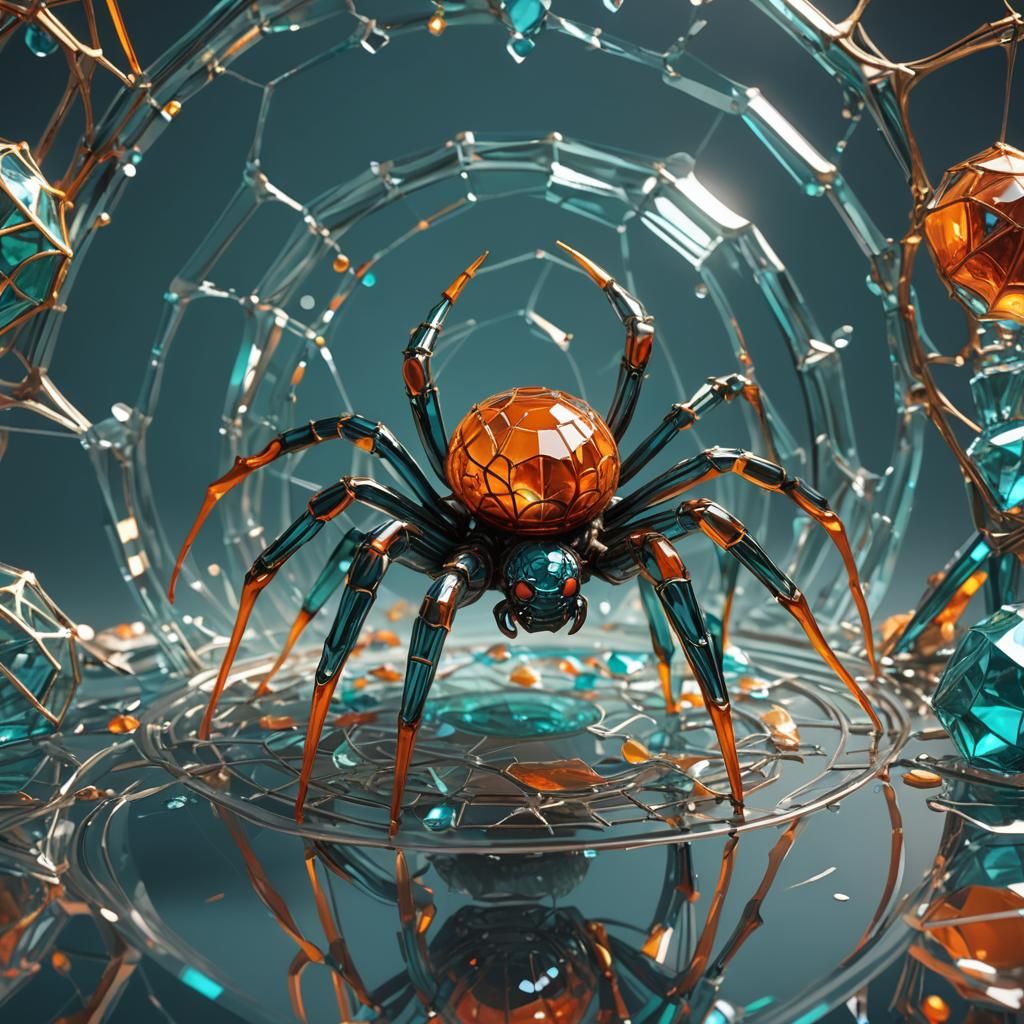 Enameled Glass Spider Figurine in Art Nouveau Style