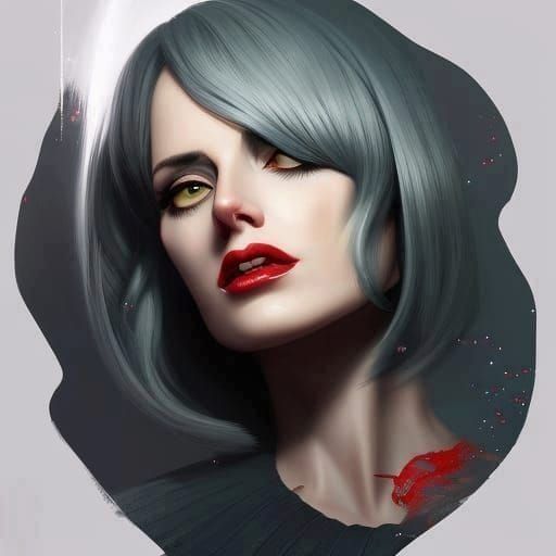 Androgynous Vampire Woman in Digital Portrait