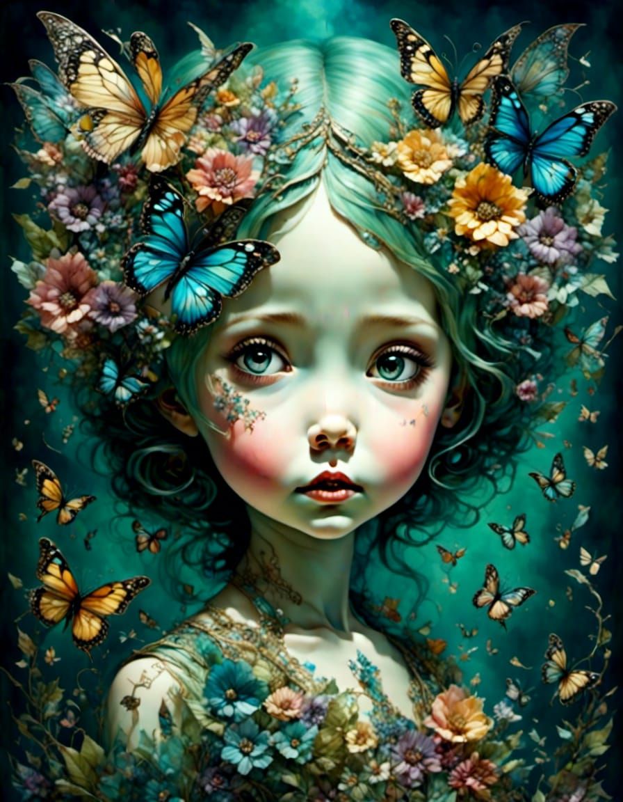 Whimsical Watercolor Storybook Illustration with Big Eyes