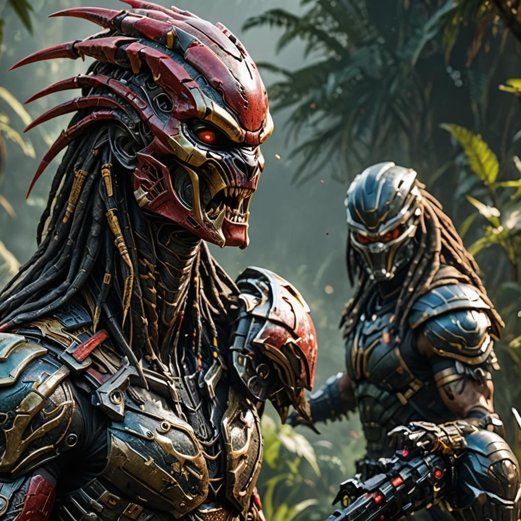 Predator Alien Ripping Off Human Head: Detailed Matte Painti...