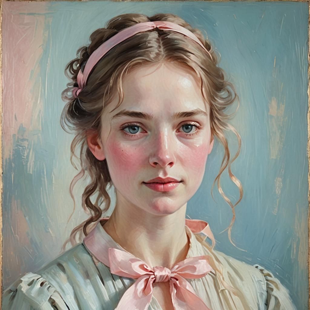 Impressionist Portrait of a Woman with Ribbon