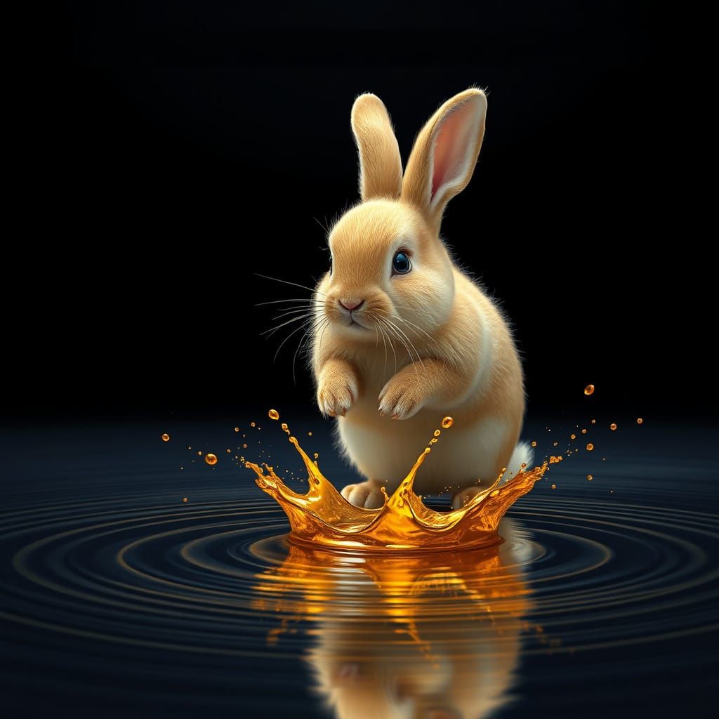Golden Bunny Ascends into Cosmic Splendor