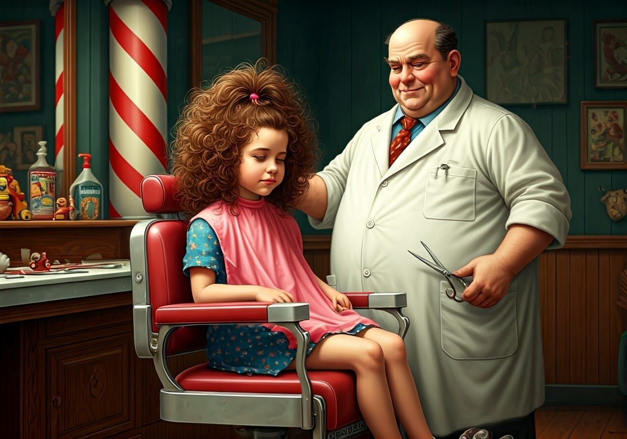 Little Girl Embarrassed by Pink Bubblegum in Her Curly Hair