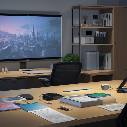 Large Anime-Inspired Tote Bag on Modern Desk