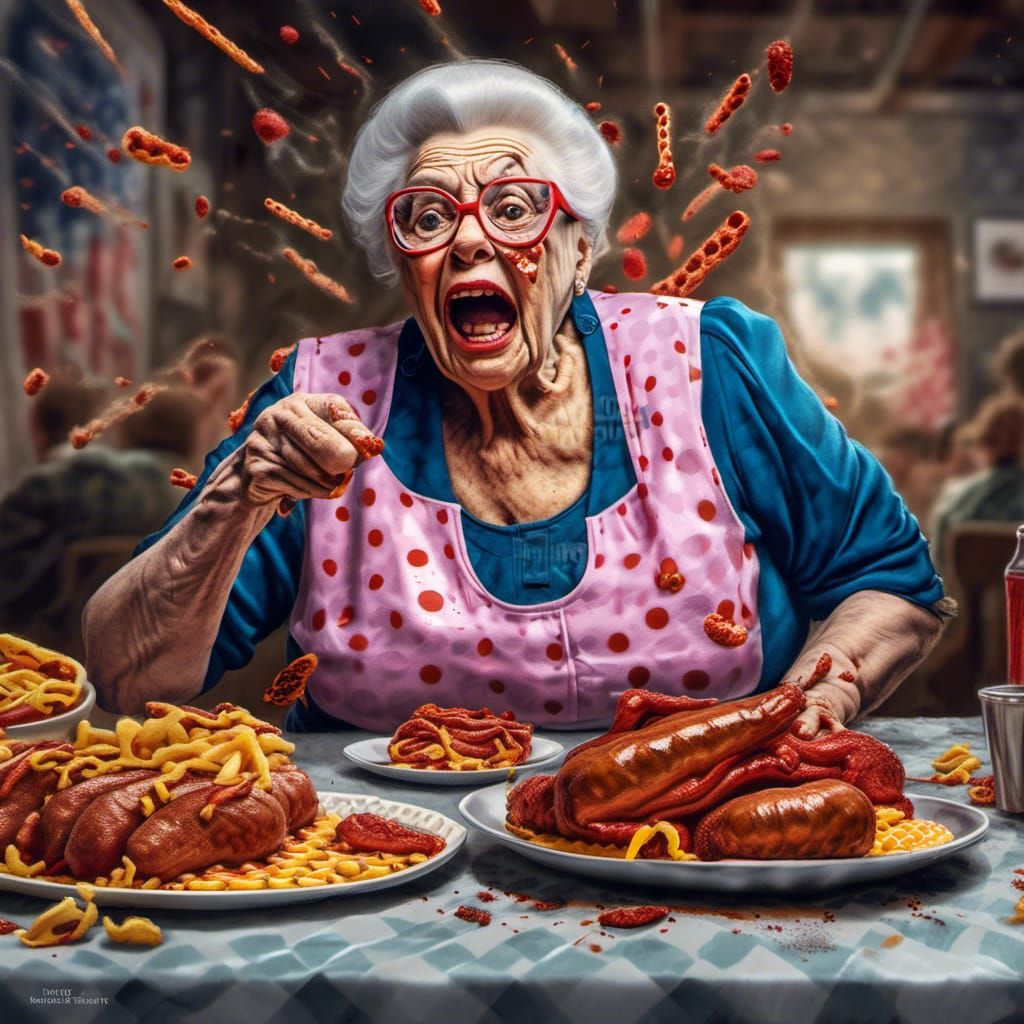 Mammy wins Hotdog eating contest!