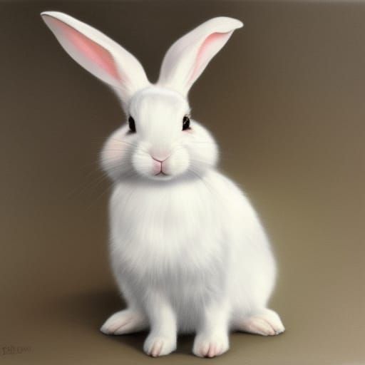 White Rabbit with Large Ears in Divine Light