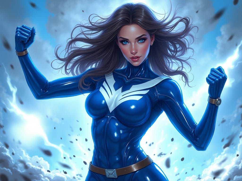 Ethereal Superheroine Engages in Epic Battle