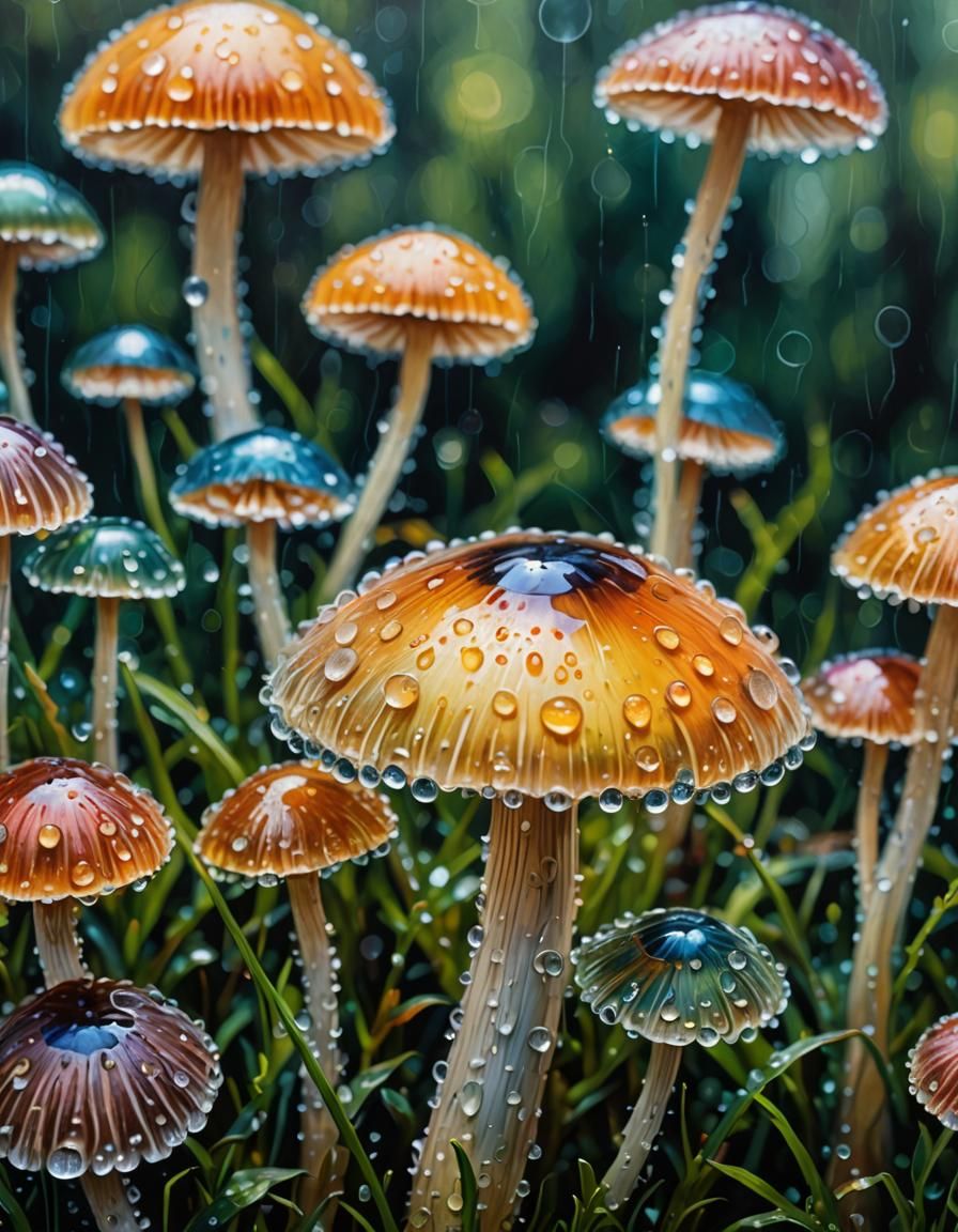 Transparent Mushroom in Neo-Impressionist Style