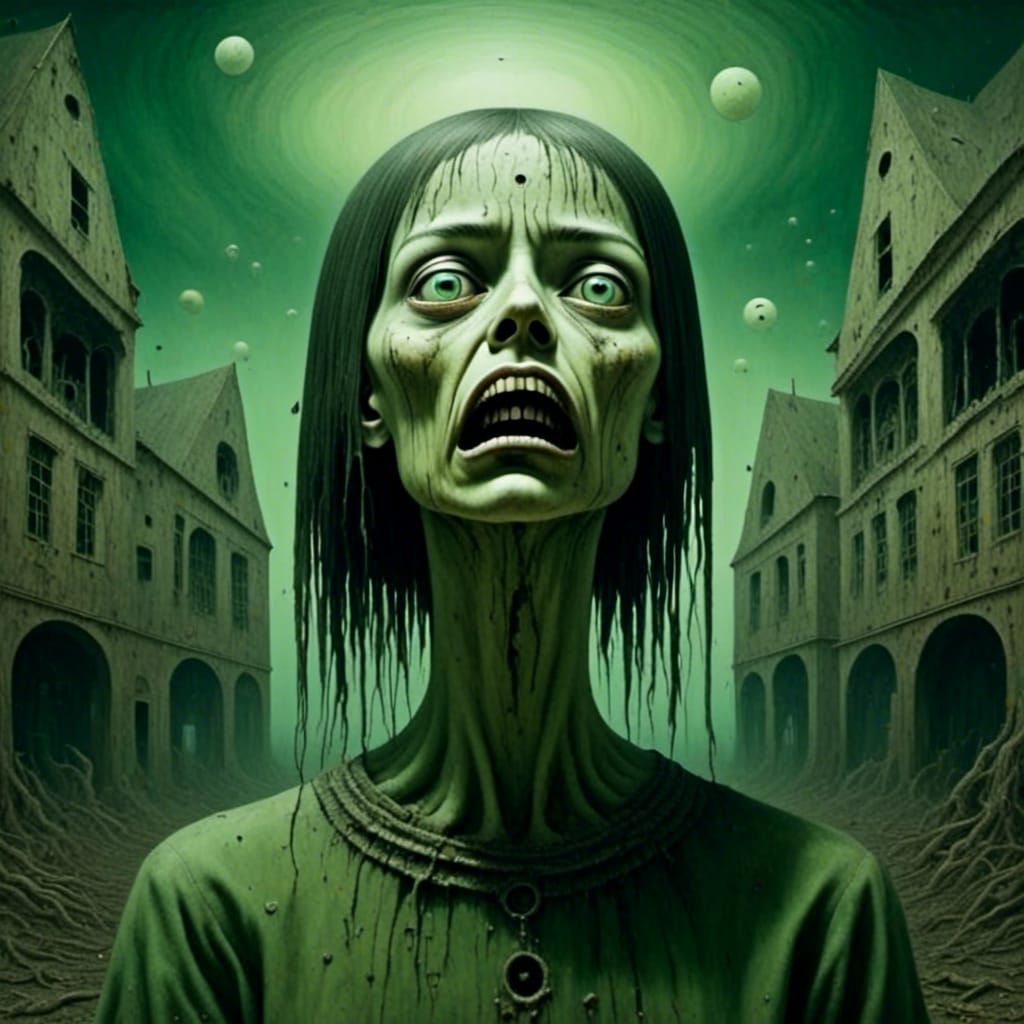 Dark Surreal Portrait in Abandoned Asylum