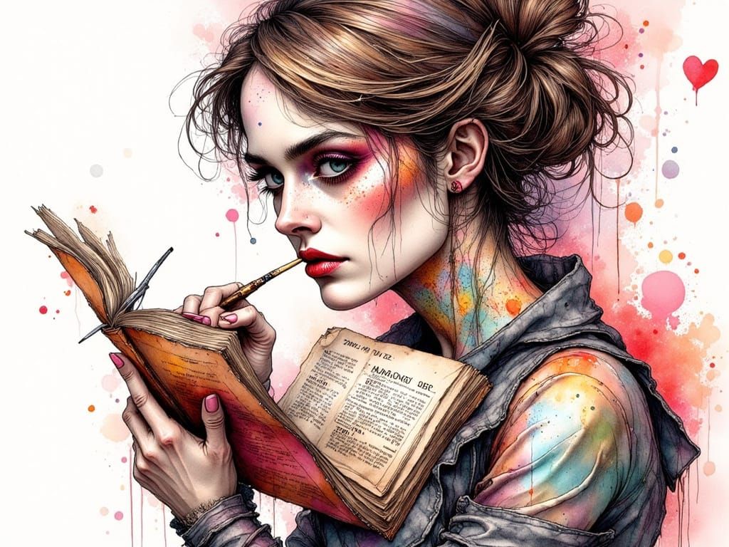 Woman in Jealousy, Ink Drawing