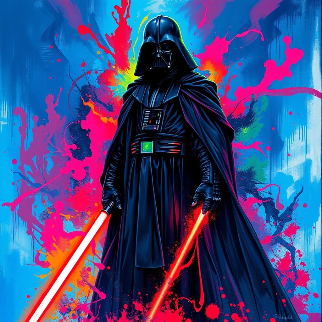 Dark Sith Lord Dominates the Galaxy in Vibrant, Electric Hue...