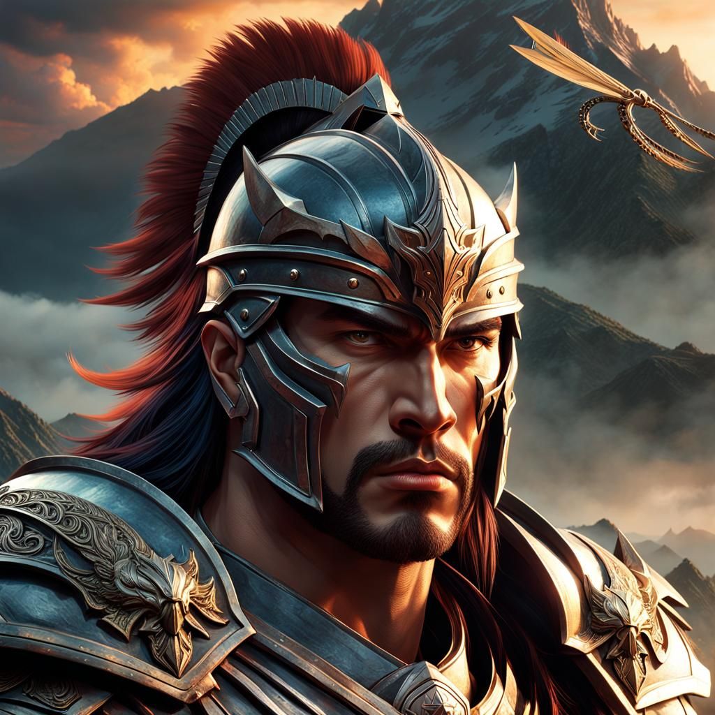 Epic Warrior Portrait in High Fantasy Landscape
