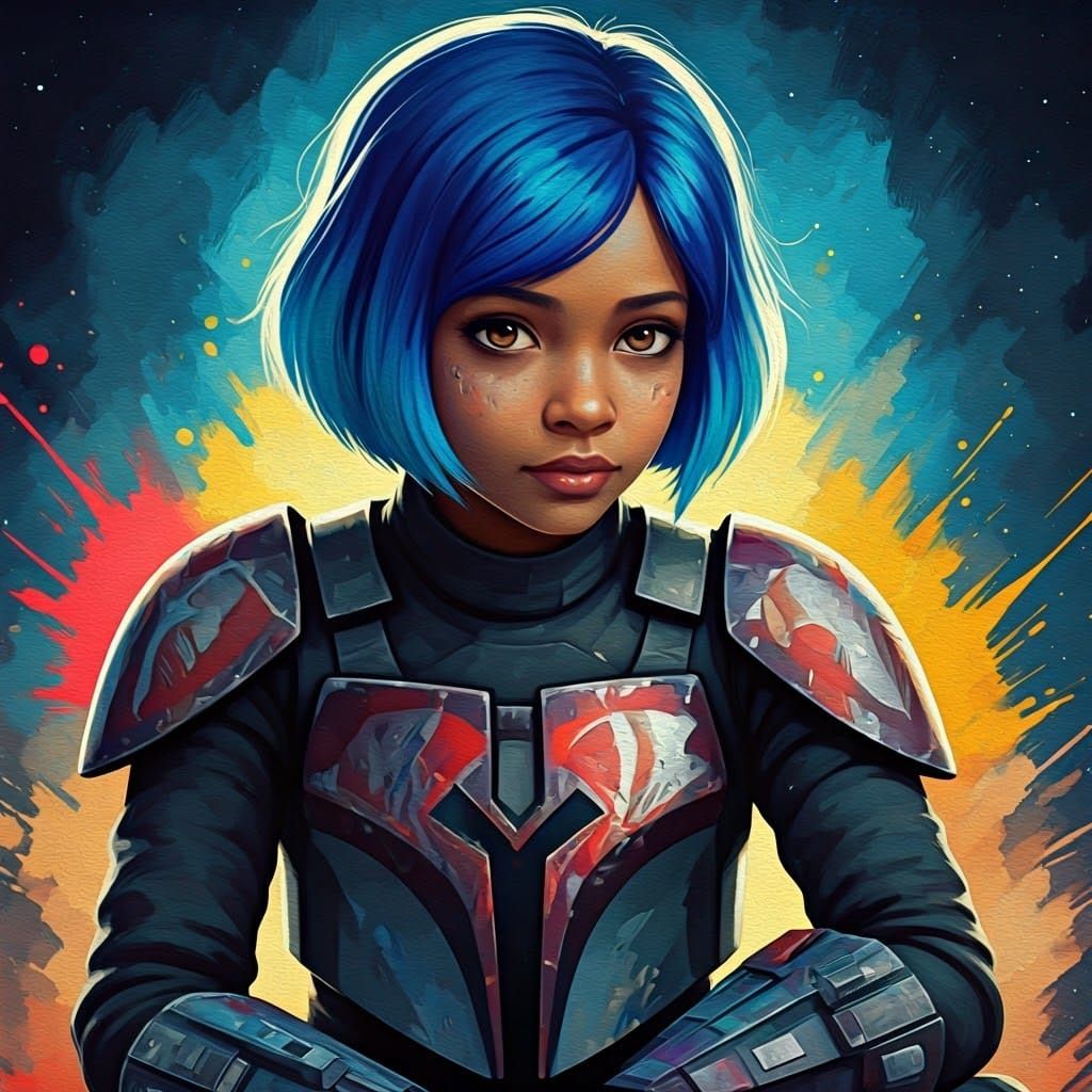 Sabine Wren Portrait as Impressionist Gouache Painting