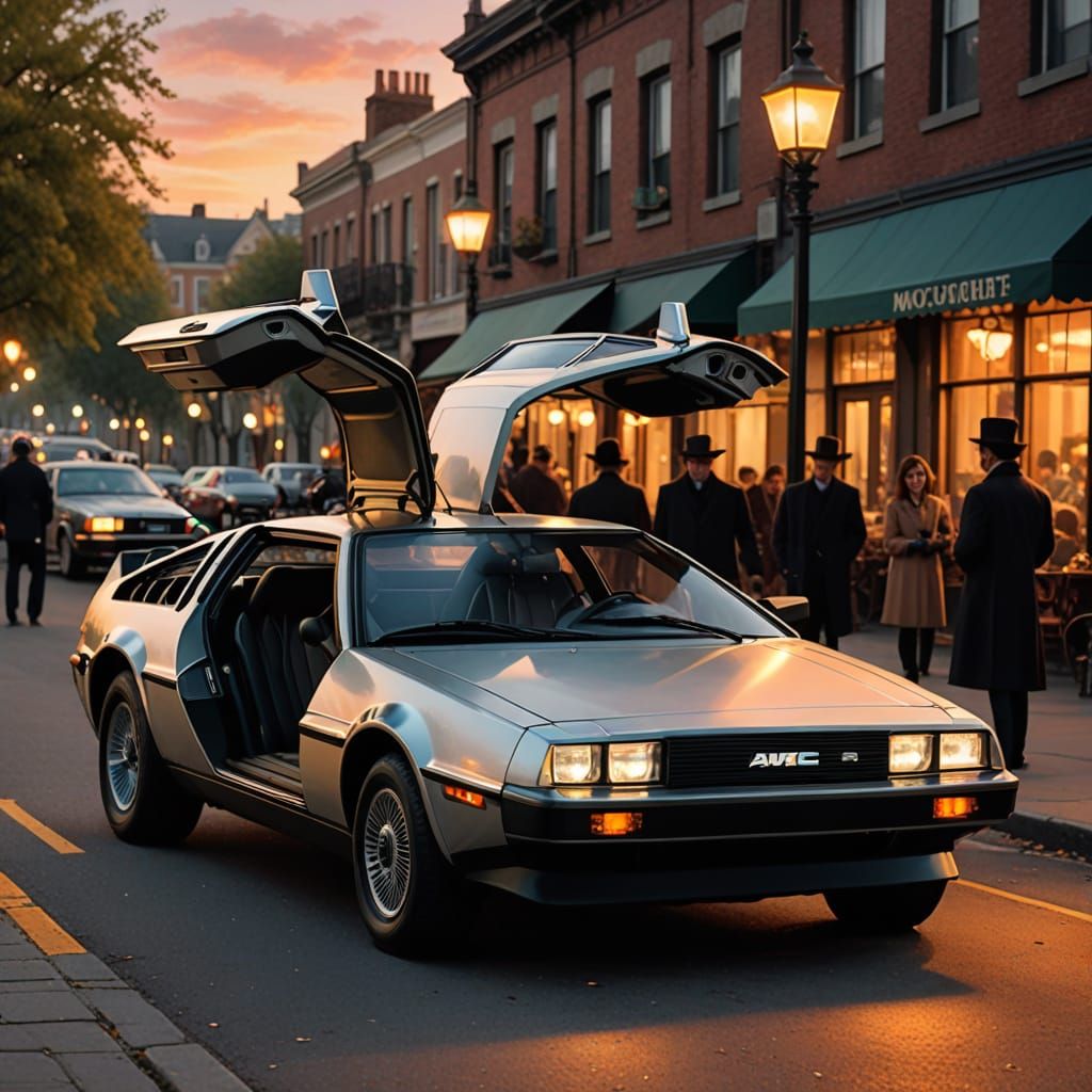 DeLorean DMC-12 with Victorian Era Figures
