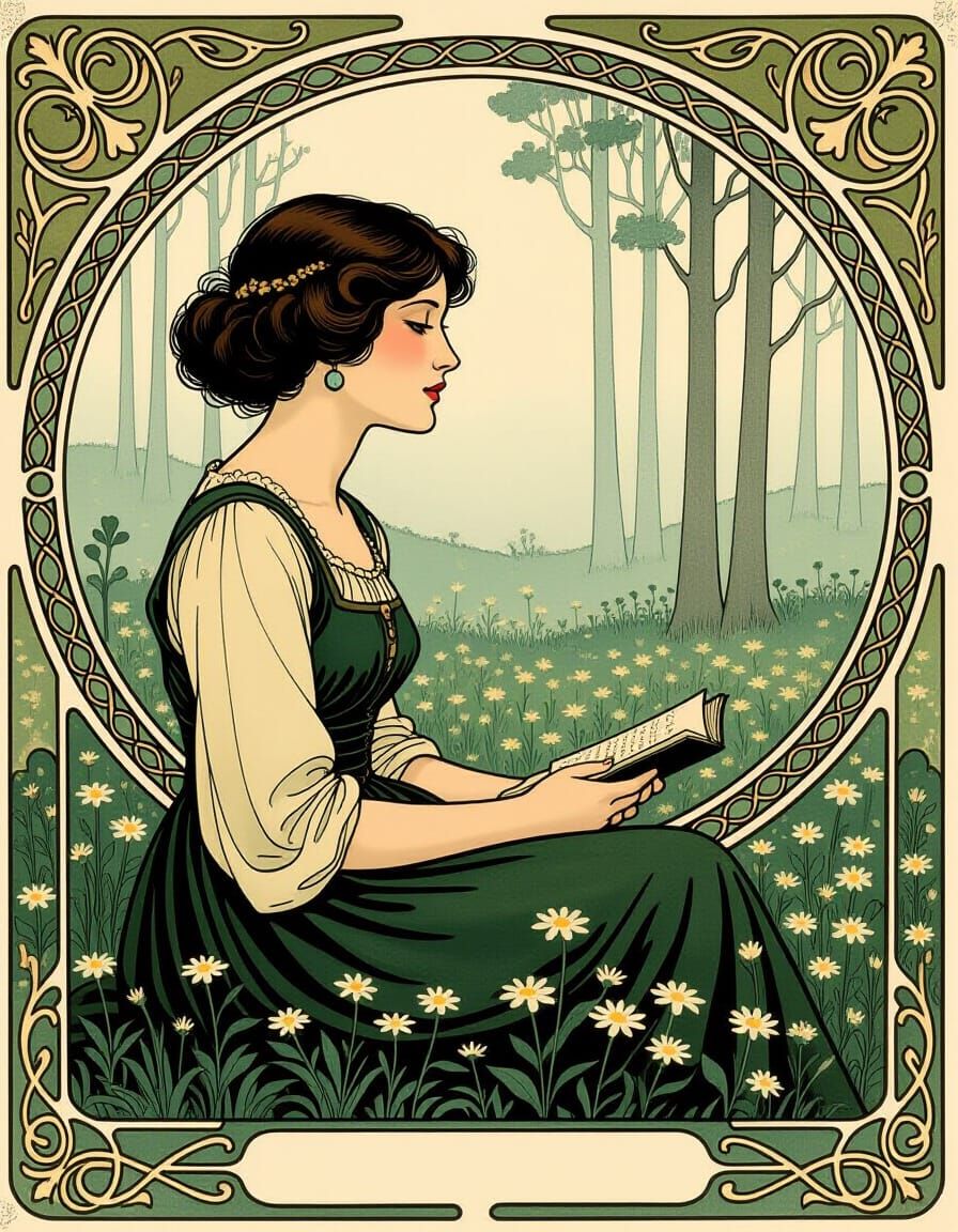 Art Nouveau Portrait of a Revolutionary Thinker in Misty Gla...