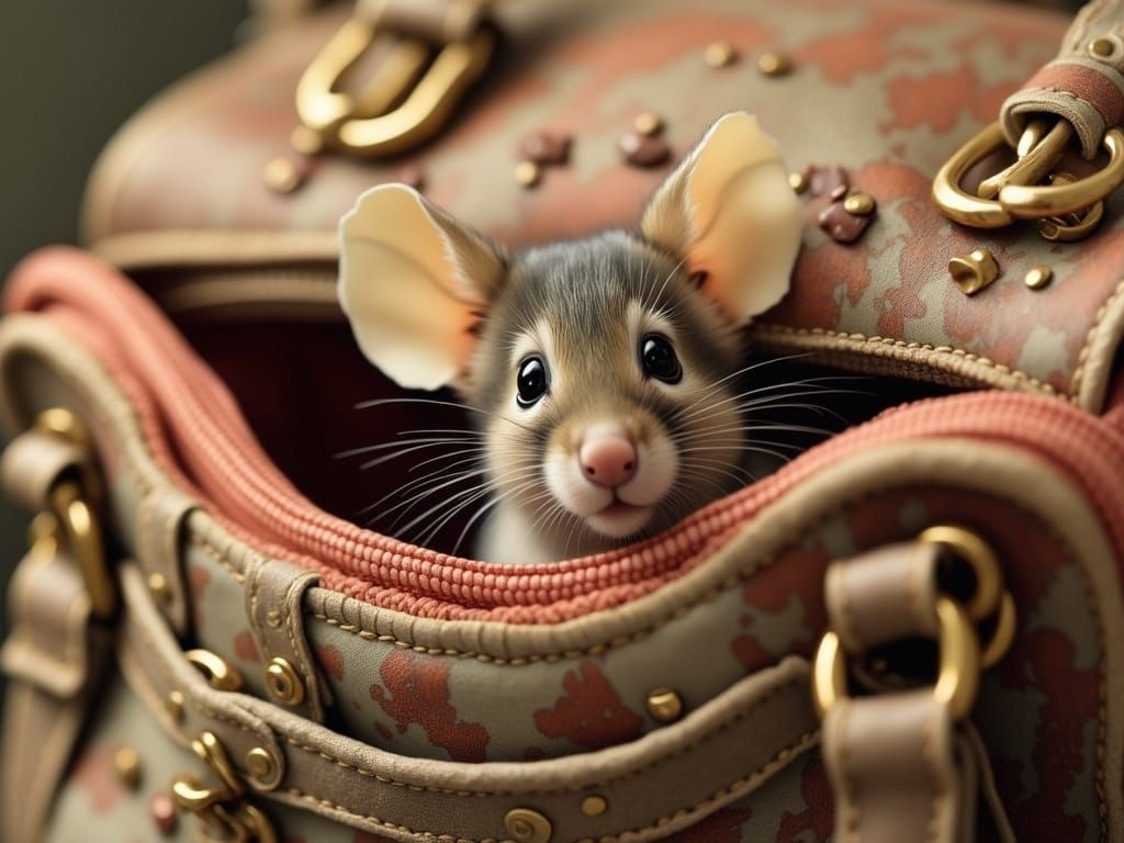 Mischievous Mouse Peeks From Classy Handbag
