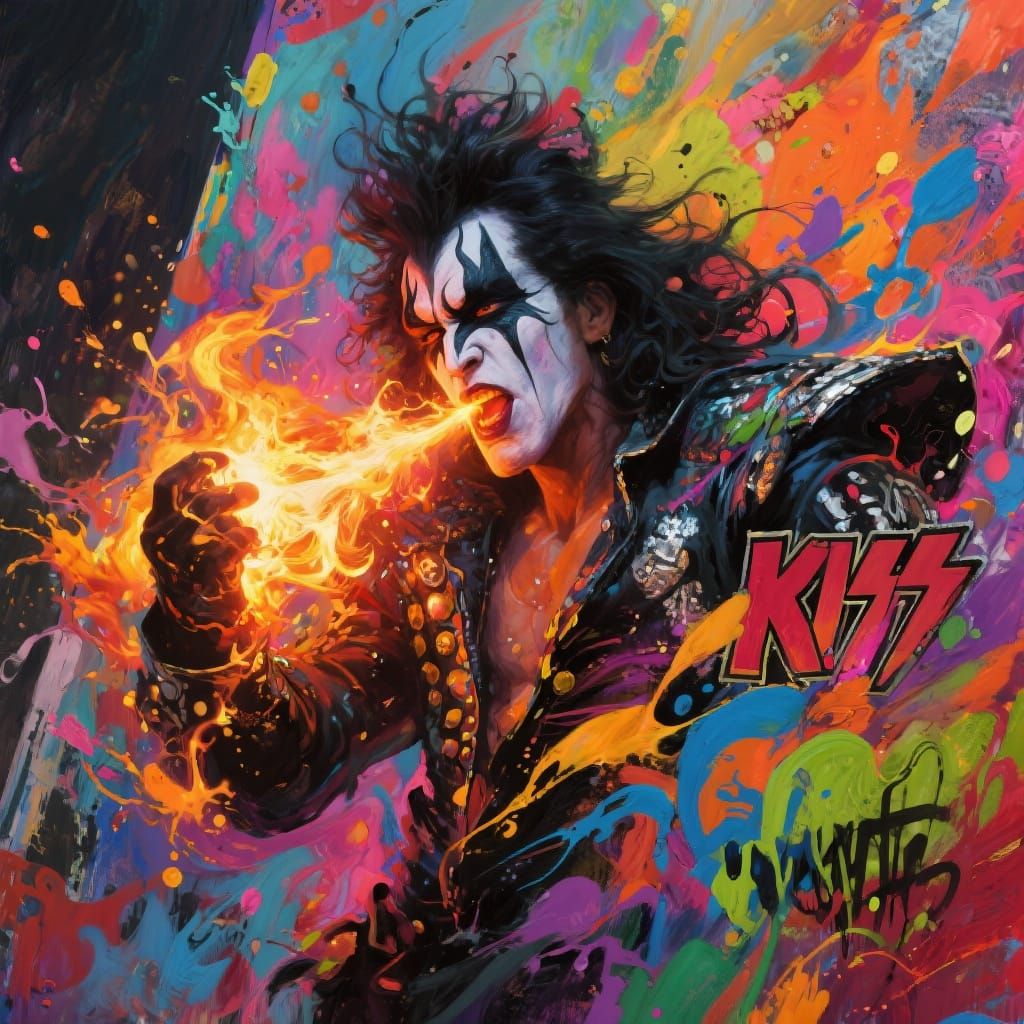 Gene Simmons Inspired Fire-Breathing Graffiti Art