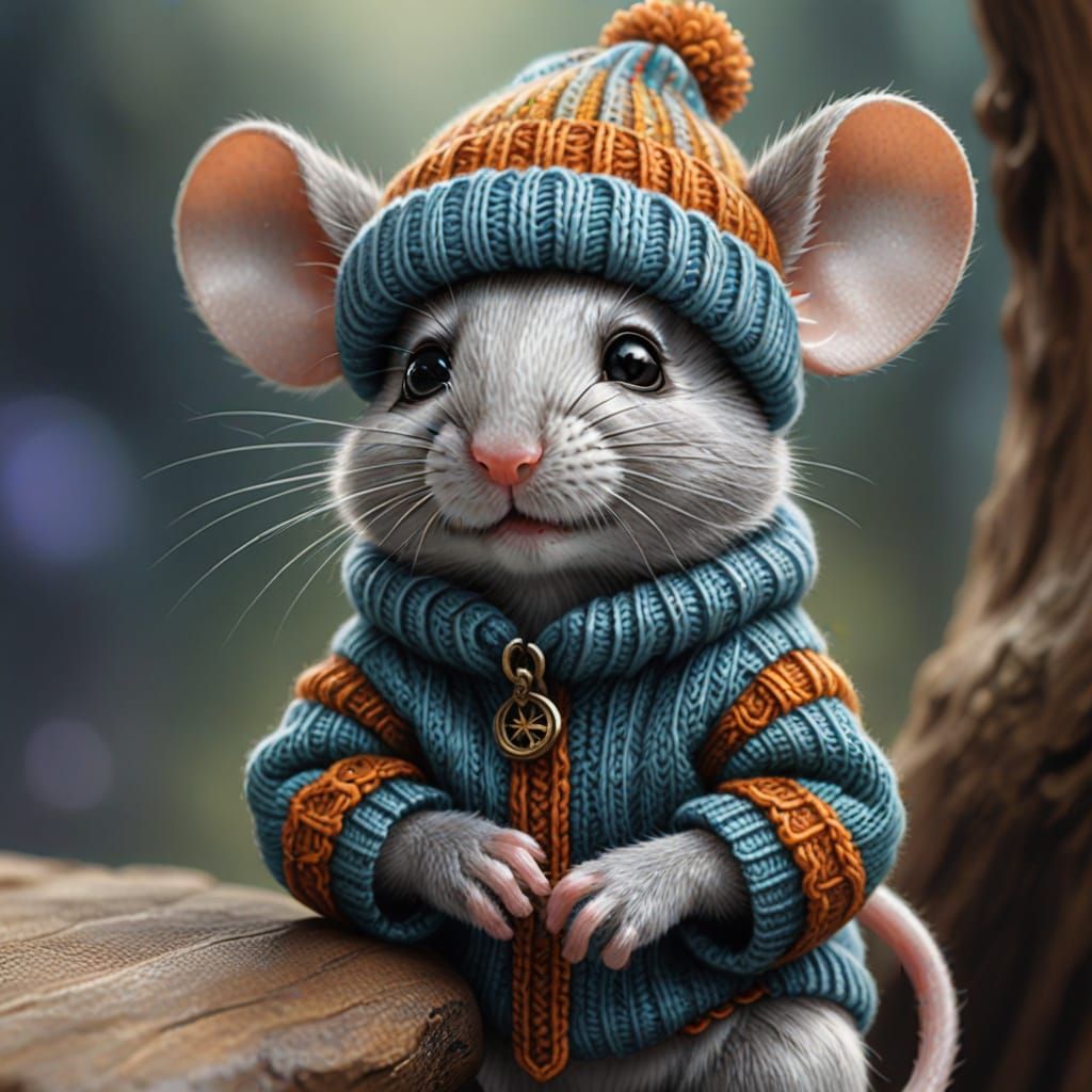 Whimsical Fantasy Mouse Portrait in Intricate Digital Art