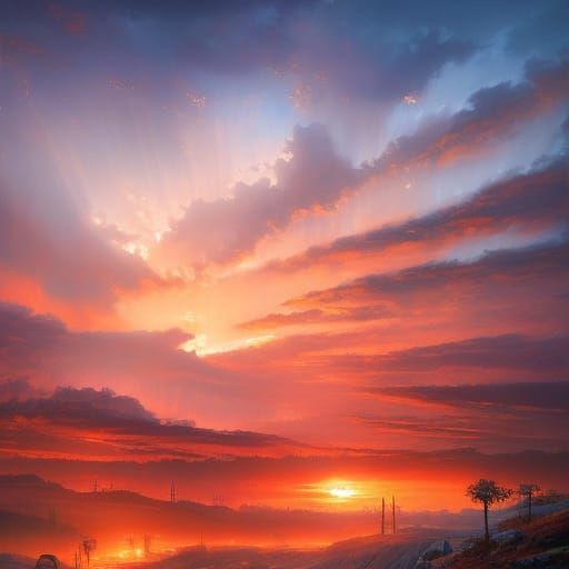 City in Ruins: Explosions in a Dark Fantasy Landscape