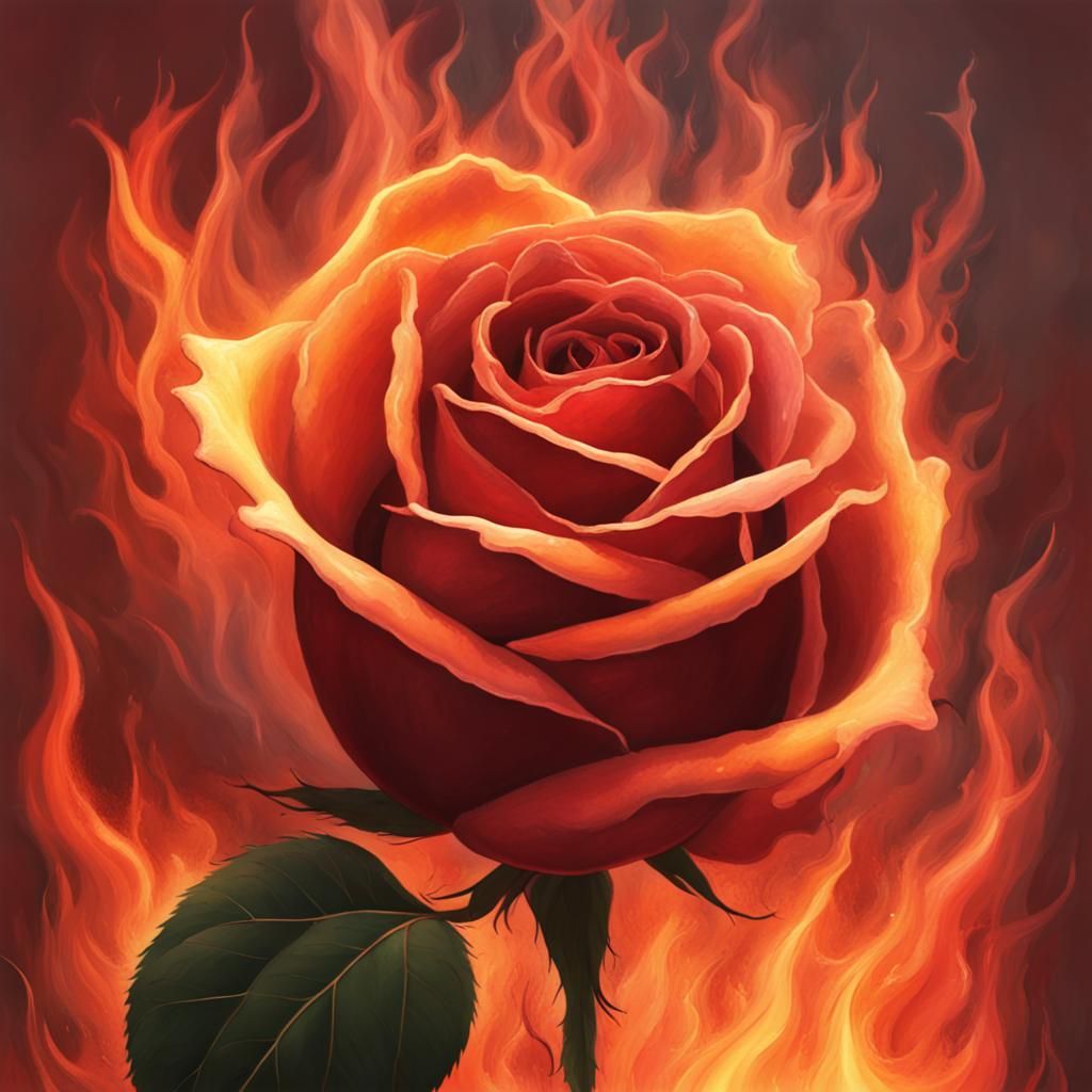 Rose Engulfed in Flames: A Study in Contrast