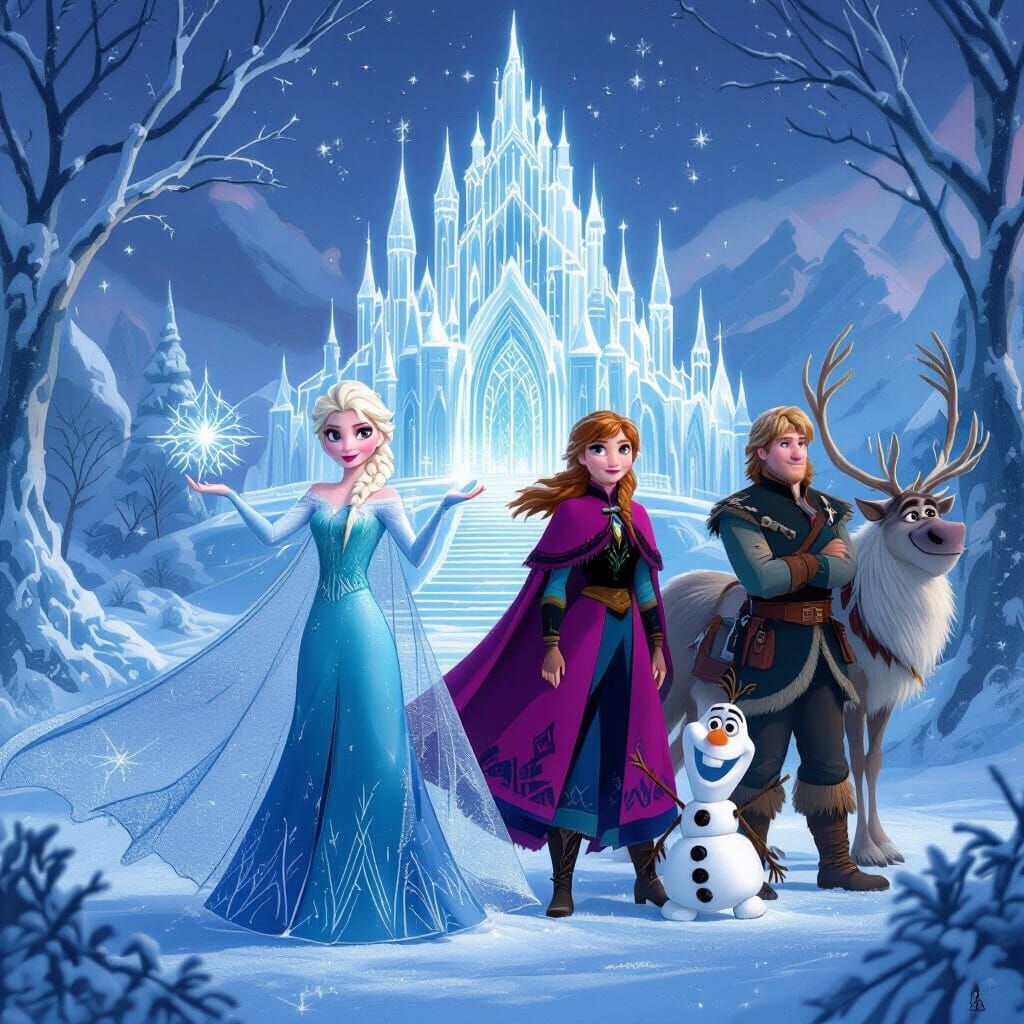 Elsa and Friends in a Magical Snowy Arendelle Kingdom