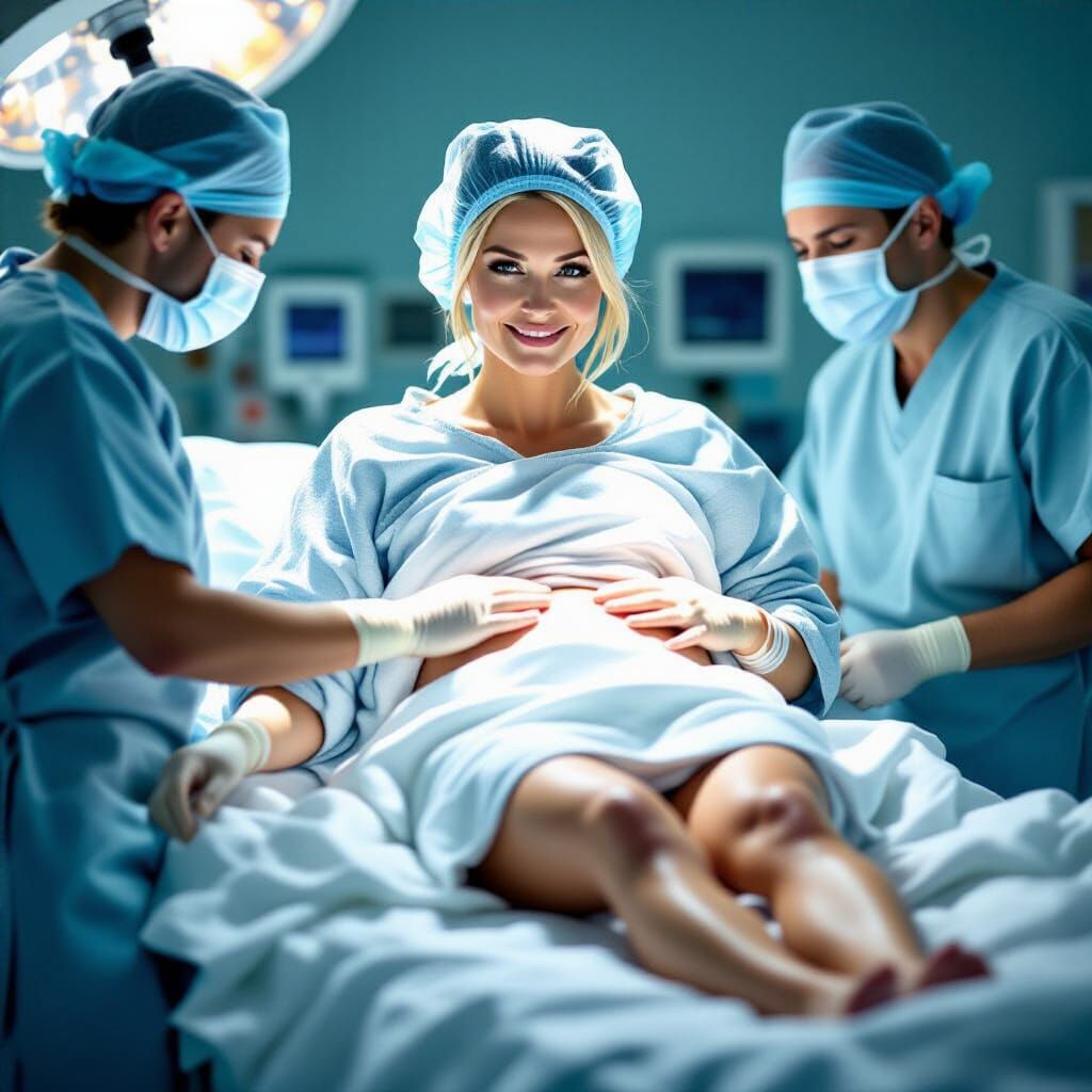 Photorealistic C-Section Scene in Hospital