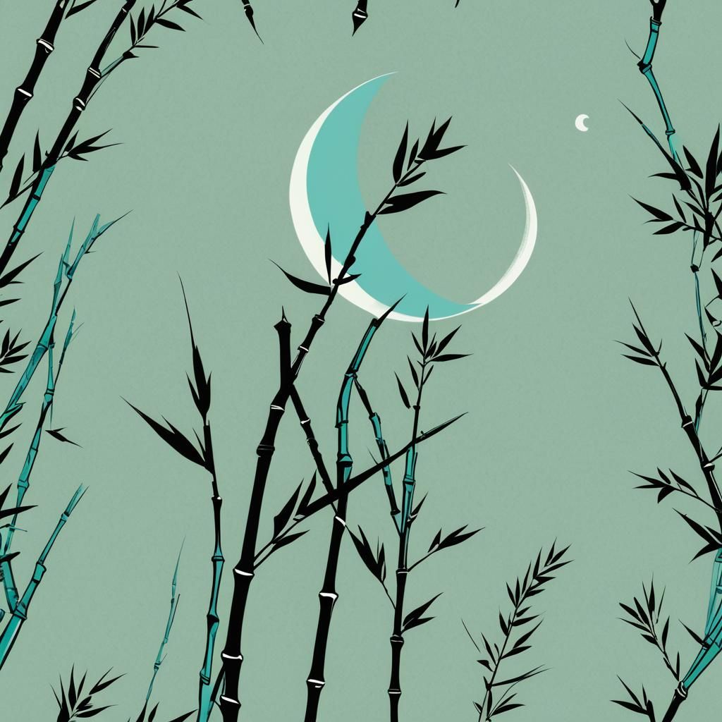 Minimalist Art Deco Bamboo Stalk Illustration