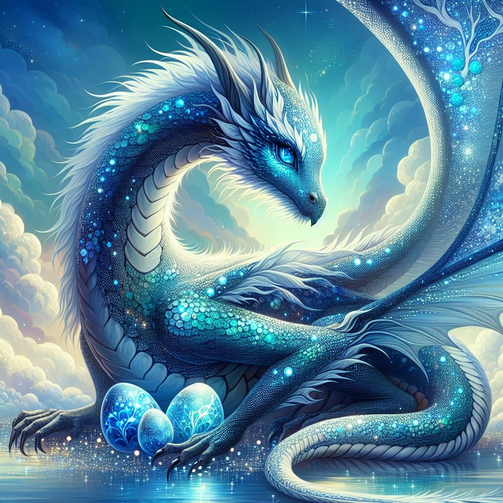 Azure Dragon Protecting Her Eggs: A Mother's Love