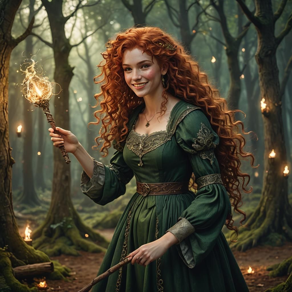 Enchanting Young Witch Casting Spell: Fantasy Art