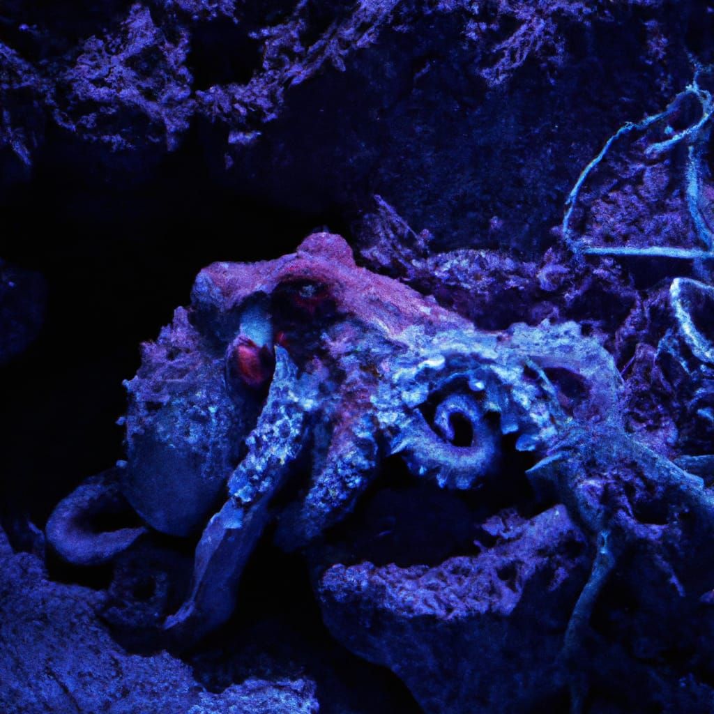 Octopus Camouflage on Neon Coral Reef Aquarium