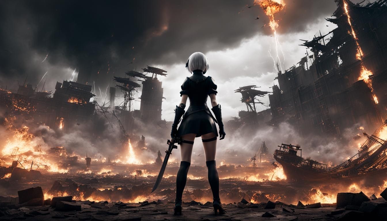 Nier Automata 2B Portrait in Warzone Landscape