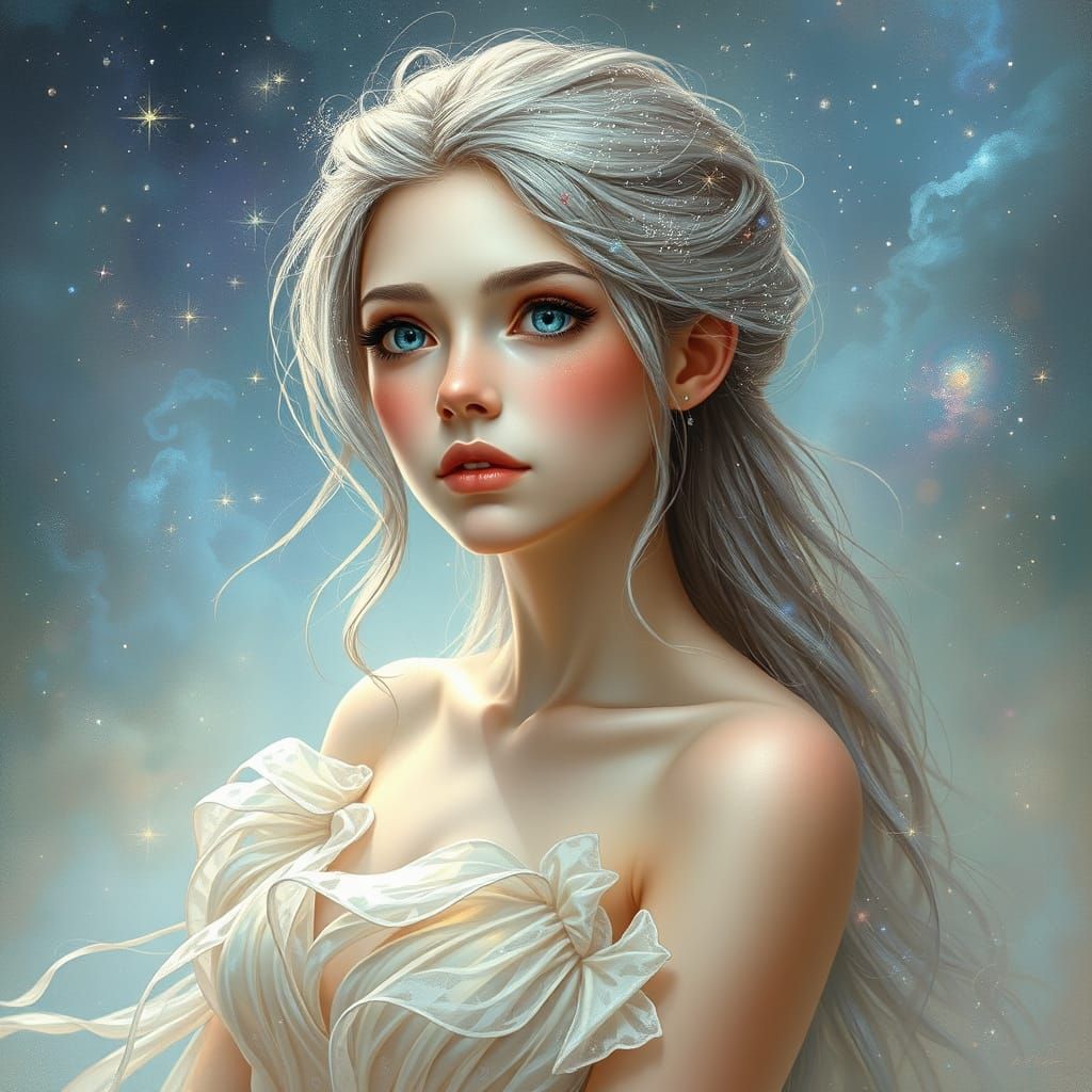 Ethereal Stardust Being in Airbrush Style
