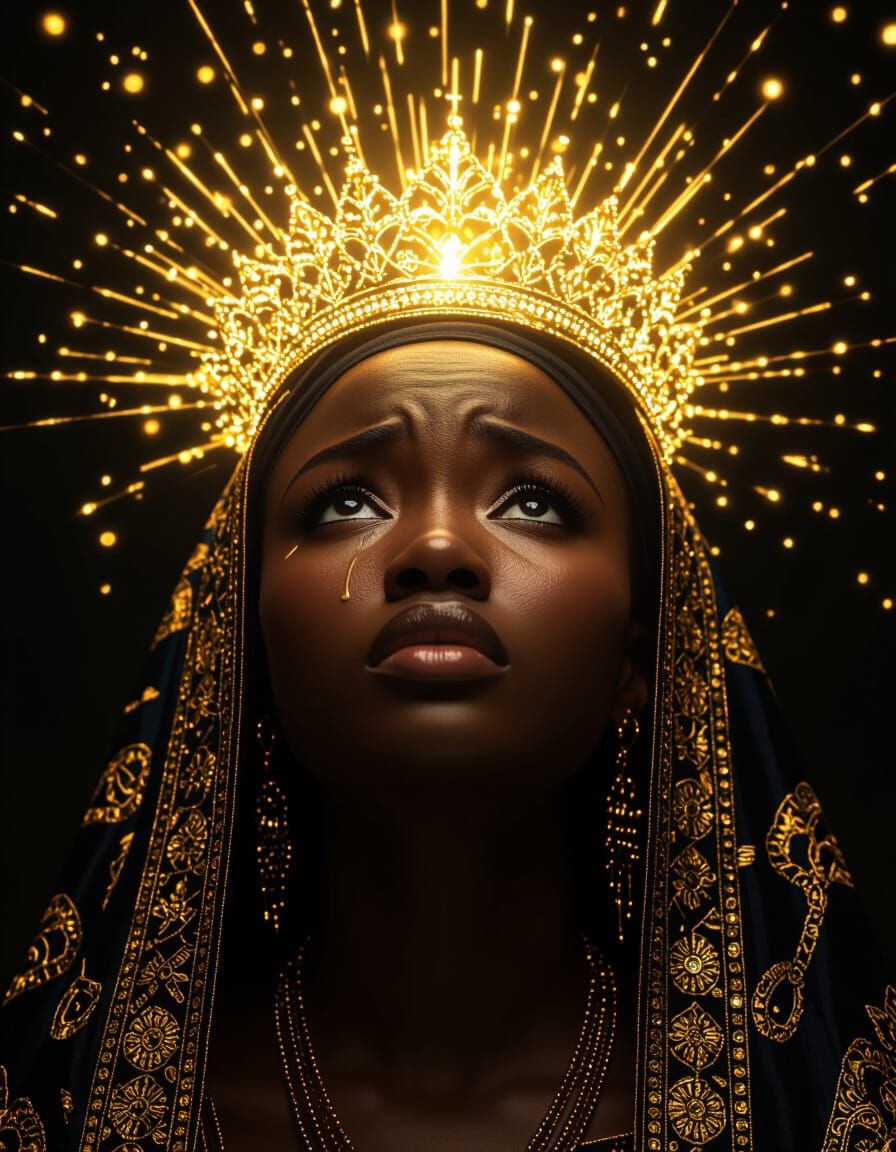 African Woman Crowned with Hope, Cinematic Portrait