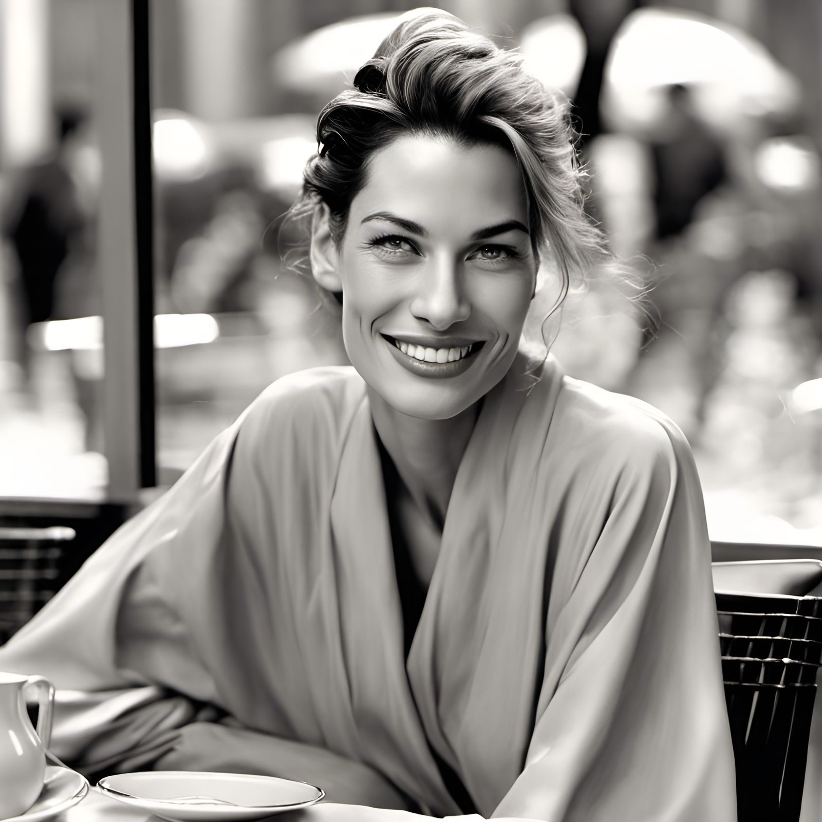 Woman in French Cafe Inspired by Schatzberg