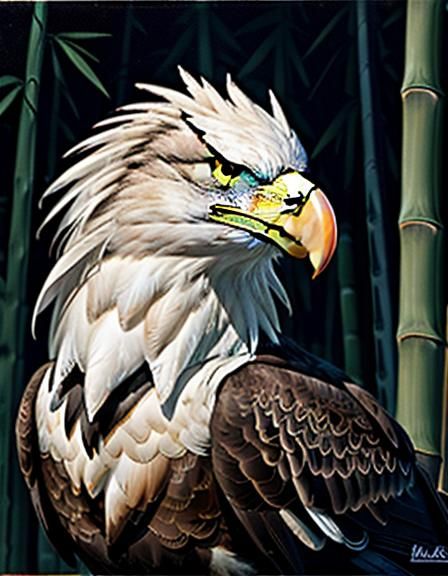 Bald Eagle in Moonlight: Impasto Hyperrealism