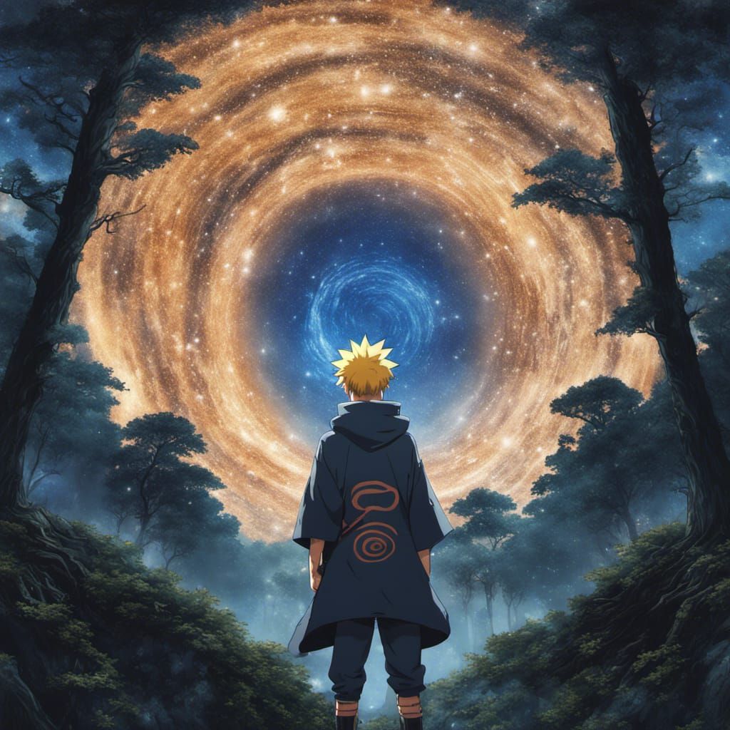 Naruto Uzumaki Portrait Under Milky Way, Detailed Painting