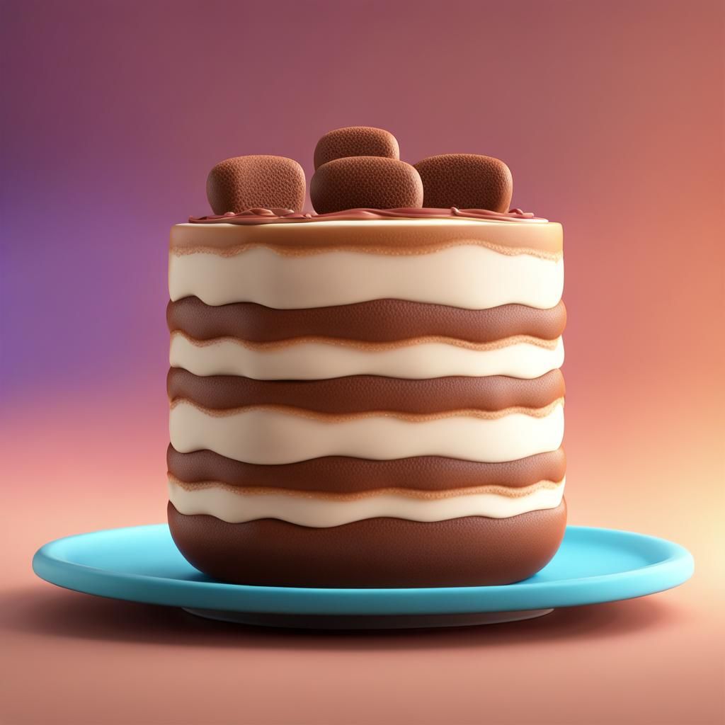 Tiramisu Dessert in Pixar Style 3D Art