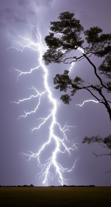 Lightning Strikes Tree: A Powerful Storm Image