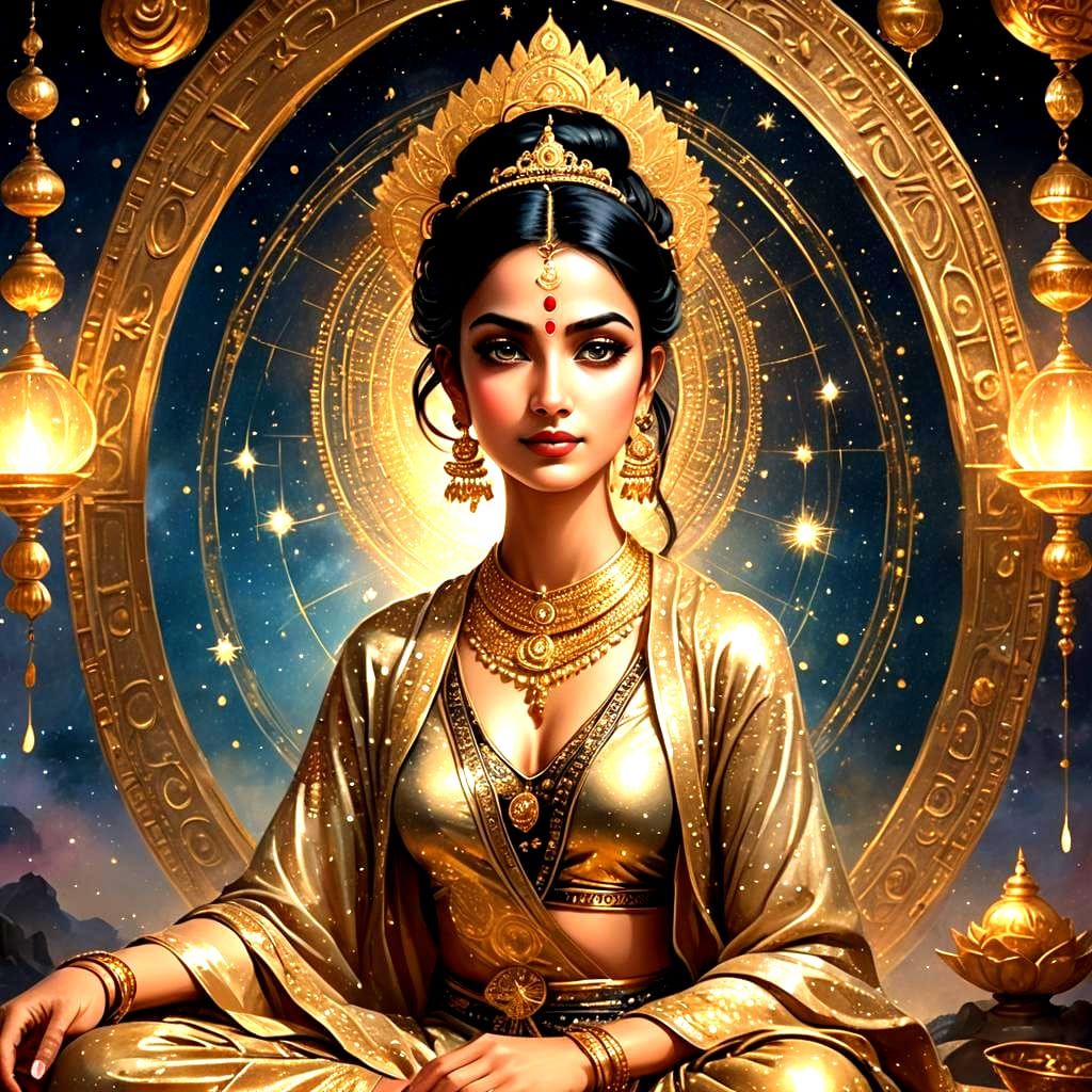 Radiant Indian Woman in Golden Outfit