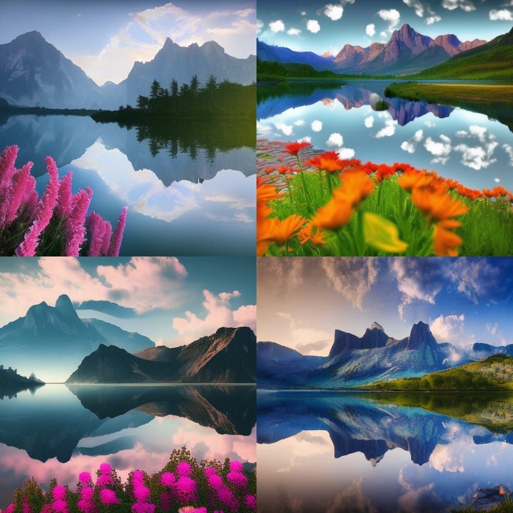 Scenic Mountain Lake Reflection in HDR