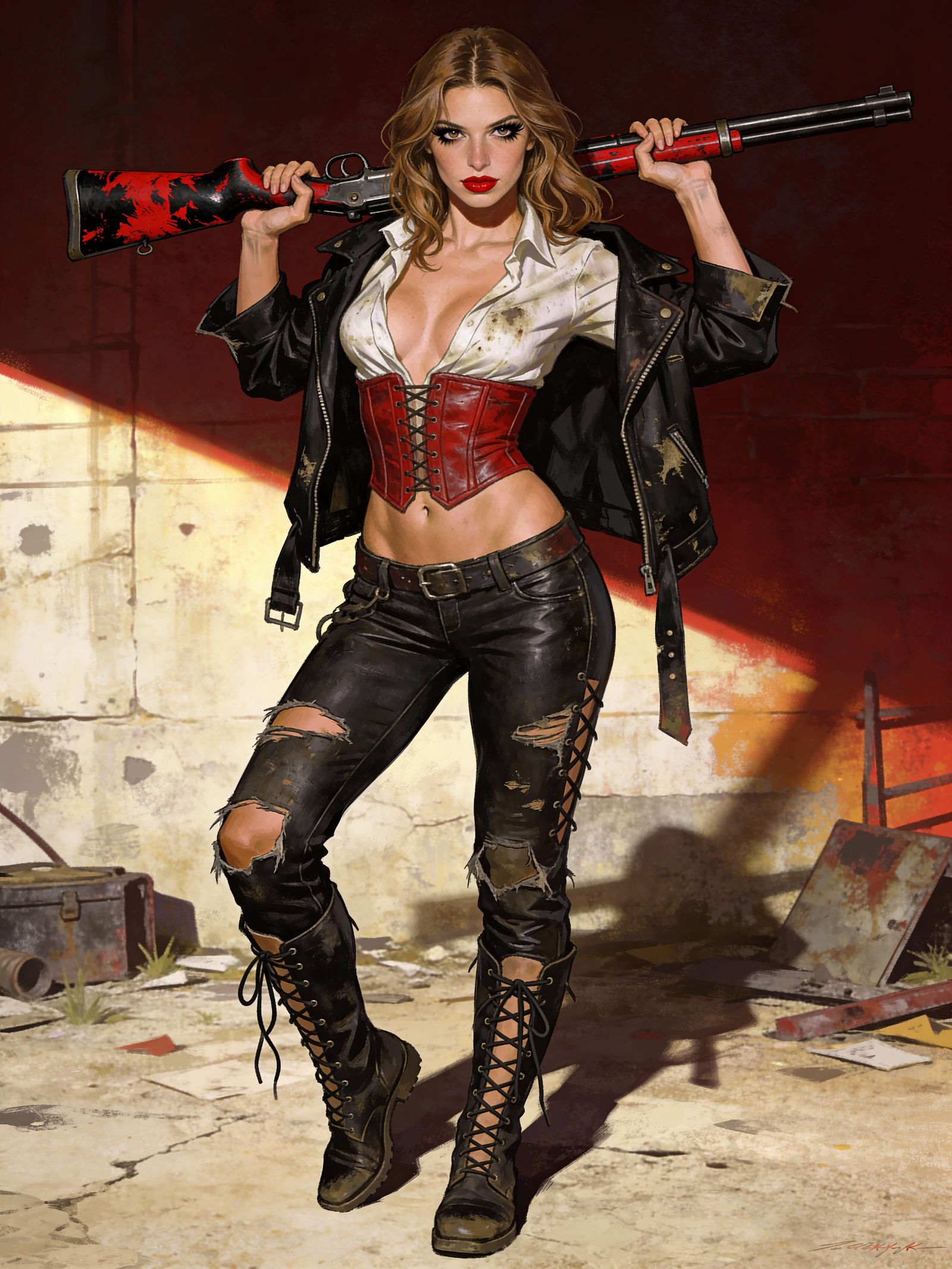 Post-Apocalyptic Beauty Holds Shotgun in Gritty Style