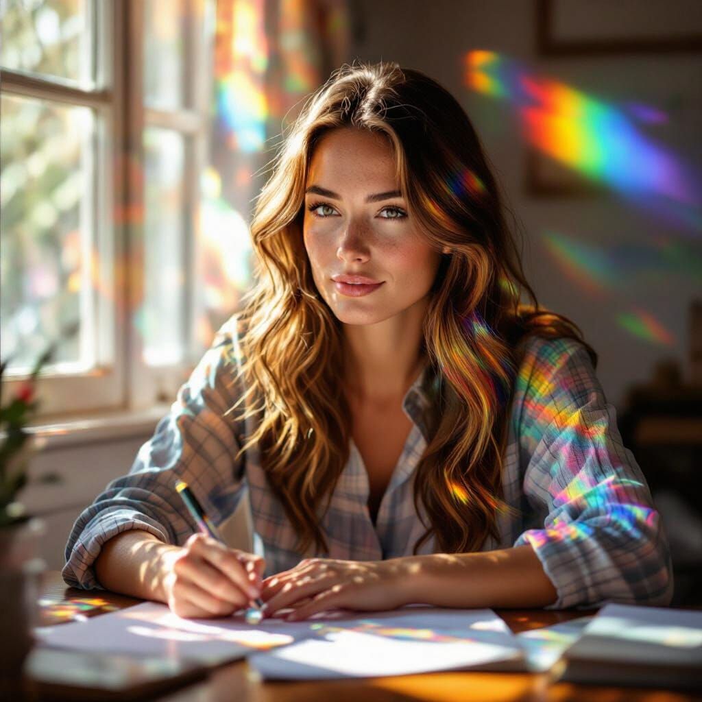 Writer Writes in Rainbow Room