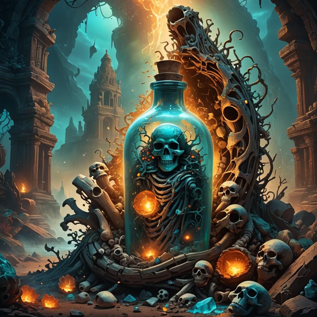 Giant Emerges from Mystical Bottle: Concept Art